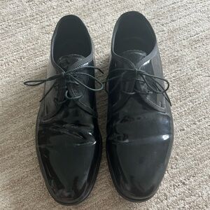 Pronto Uomo Black Oxford Shoes Polished Leather Formal